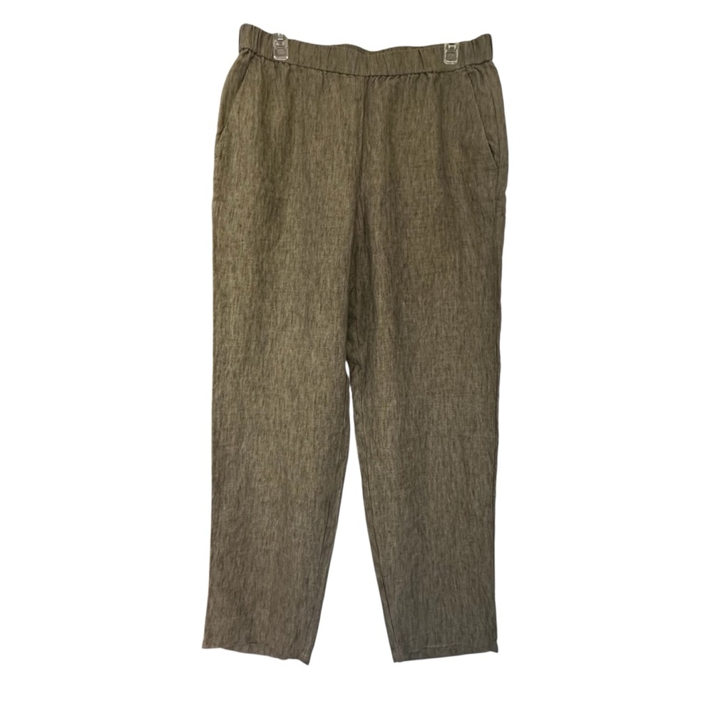 Eileen Fisher Washed Organic Linen Delave Lantern Pant Tarragon Green Small EUC - Picture 2 of 9